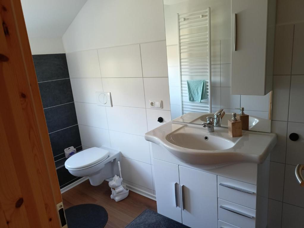 Koupelna v ubytování Haus Waldschänke