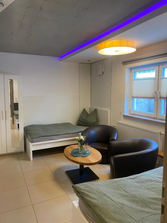 Postel nebo postele na pokoji v ubytování Modernes Apartment in ruhiger Gegend