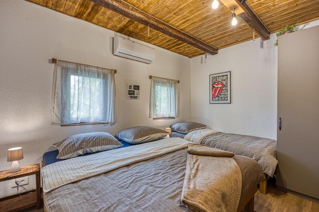 1 Schlafzimmer mit 2 Betten in einem Zimmer in der Unterkunft Holiday Home Carpe Diem in Jastrebarsko