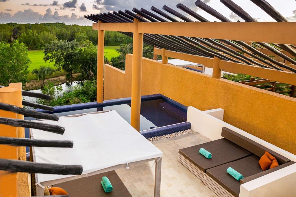 Posezení v ubytování Banyan Tree Mayakoba