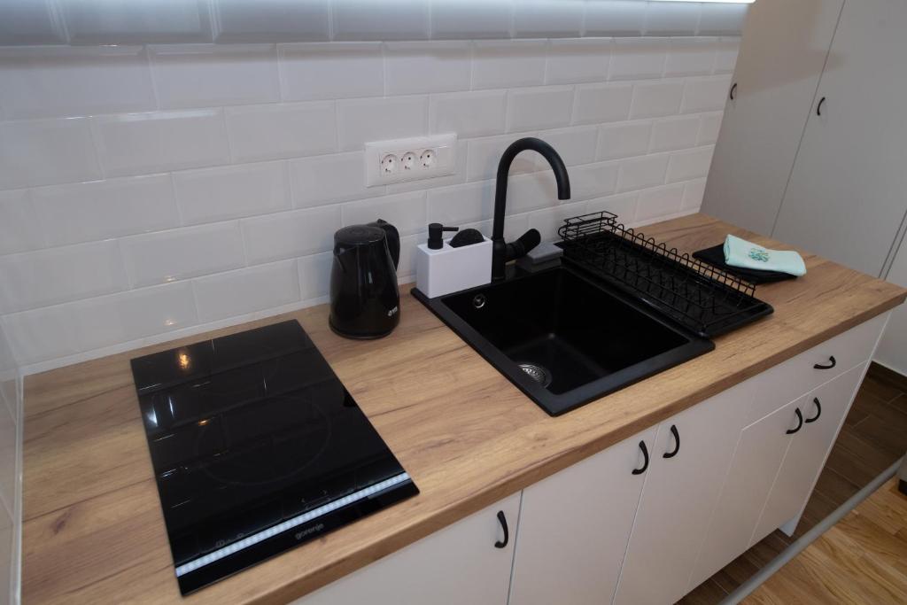 Kuchyň nebo kuchyňský kout v ubytování Lux Apartman Petrovic