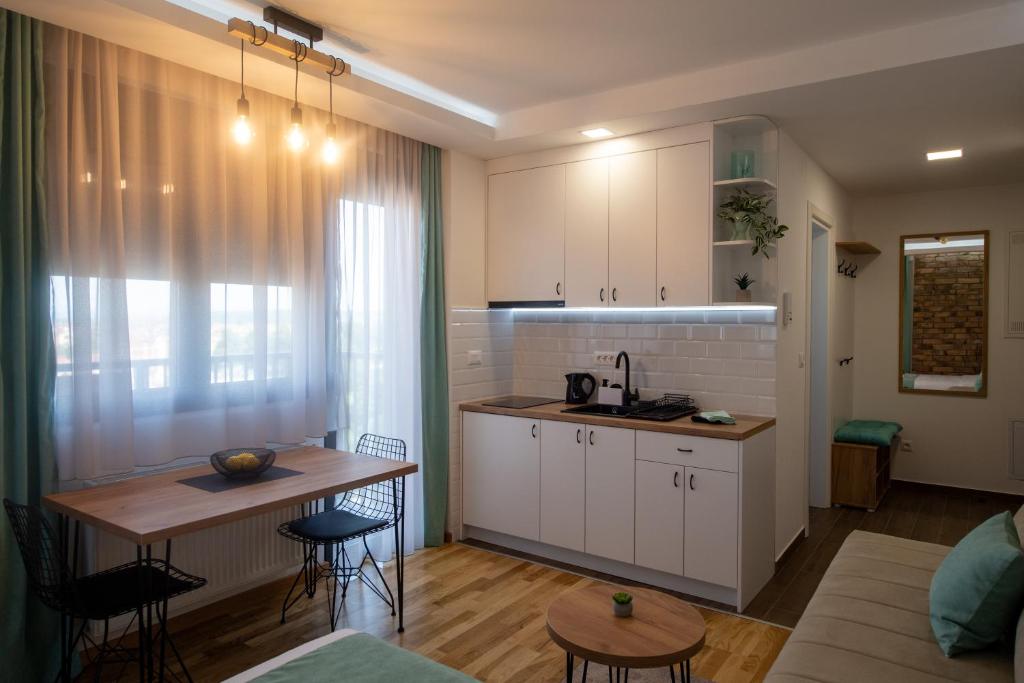 Kuchyň nebo kuchyňský kout v ubytování Lux Apartman Petrovic