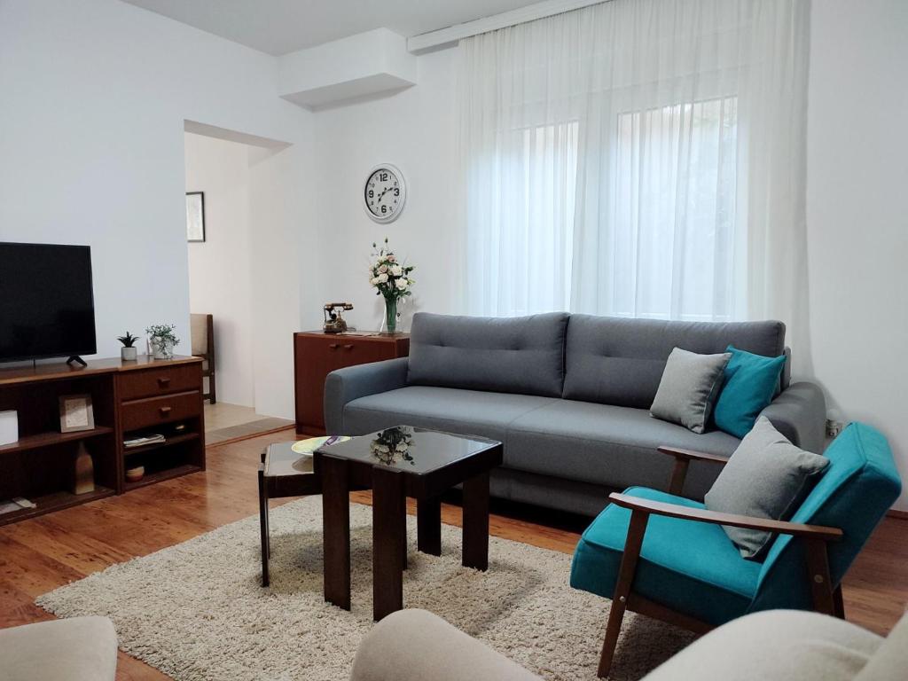 sala de estar con sofá y mesa en Apartment MILA city center-free parking en Vranje