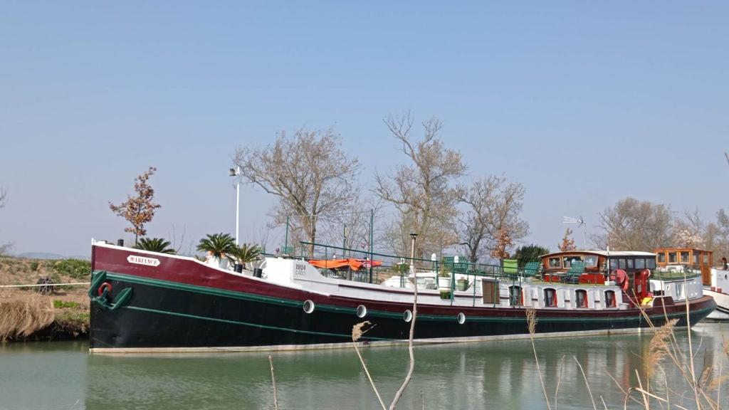 a boat is docked in the water at Bateau Mariance in Ginestas