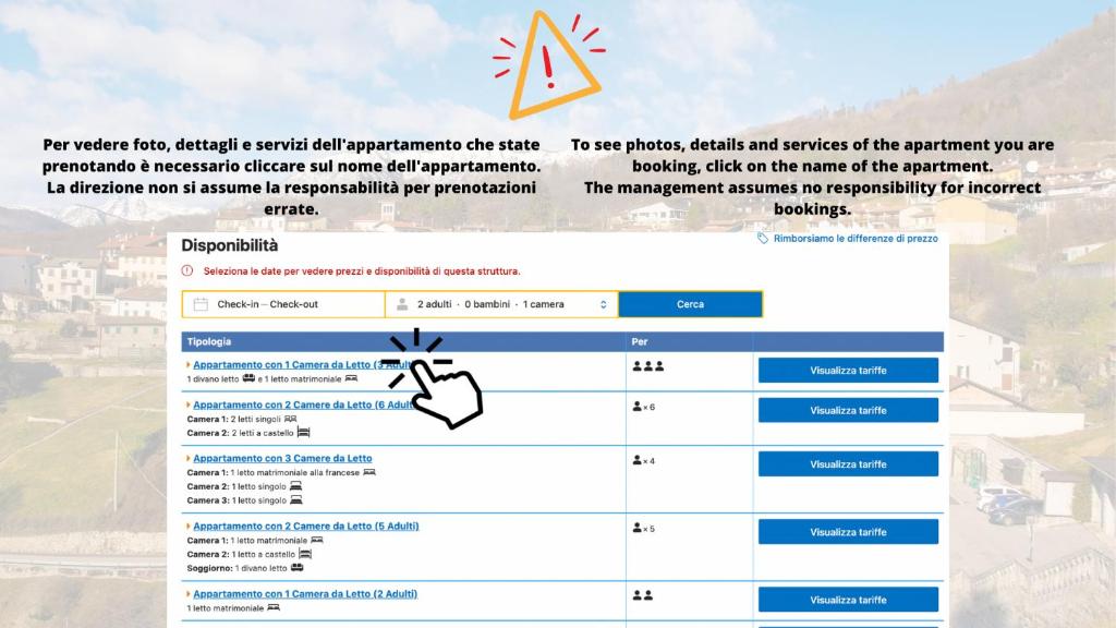 una captura de pantalla de una página web con un desglose del número de permisos en Albergo Diffuso Balcone sul Friuli en Clauzetto
