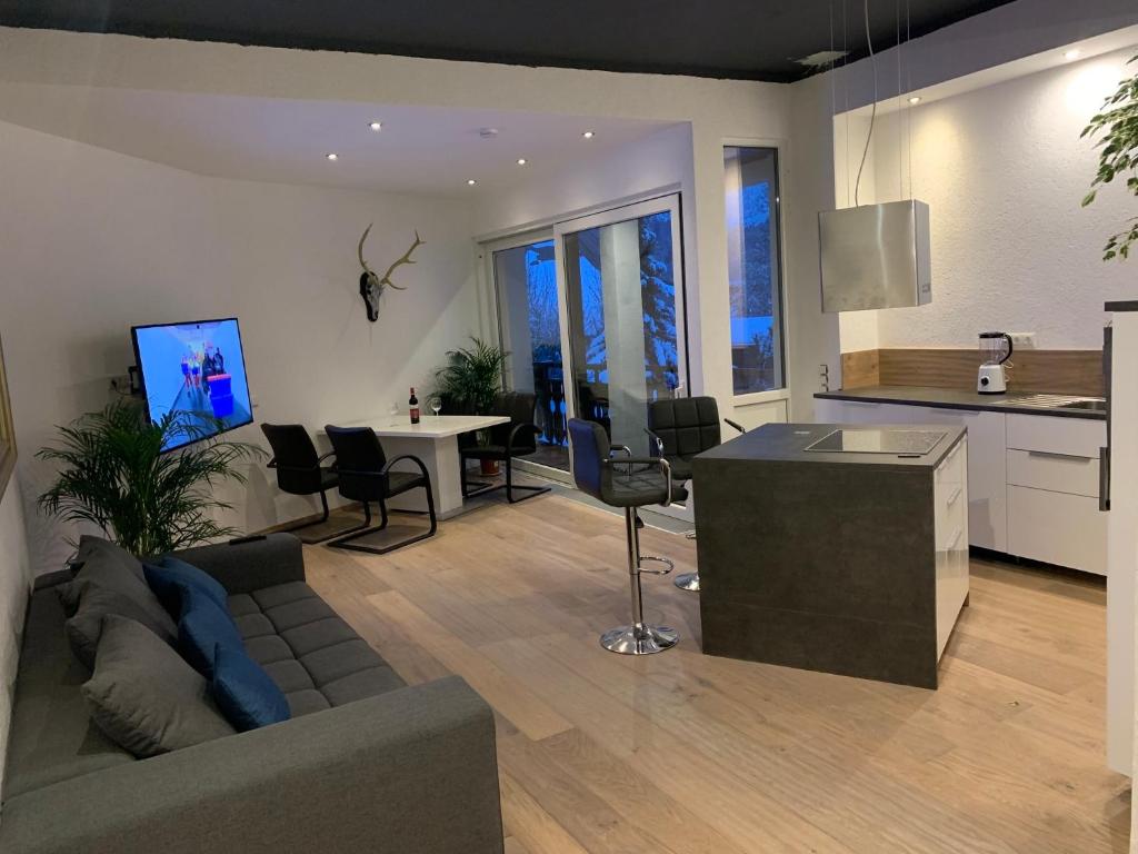 TV a/nebo společenská místnost v ubytování Allgäu Loft Obermaiselstein