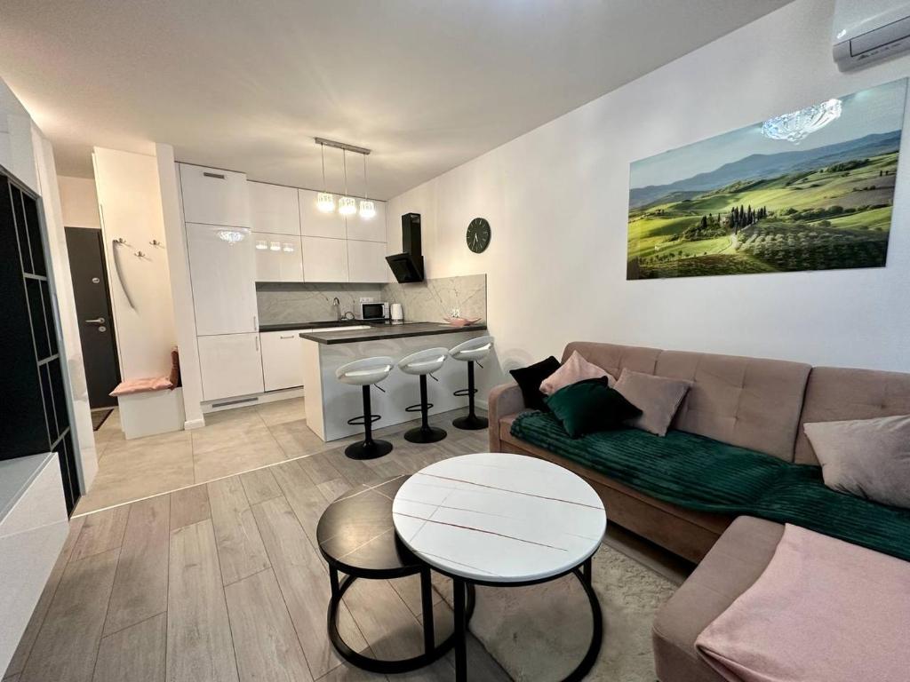 Svetainės erdvė apgyvendinimo įstaigoje SDH 2 Wolomin comfortable apartment near Warsaw