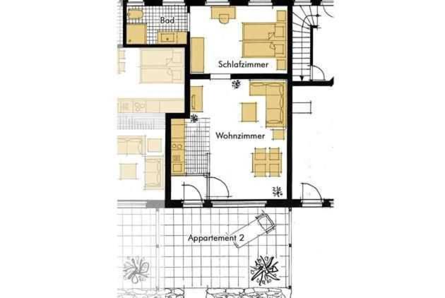 un dessin d'un plan d'étage d'une maison dans l'établissement Pure Wonne Mandoe, à List auf Sylt