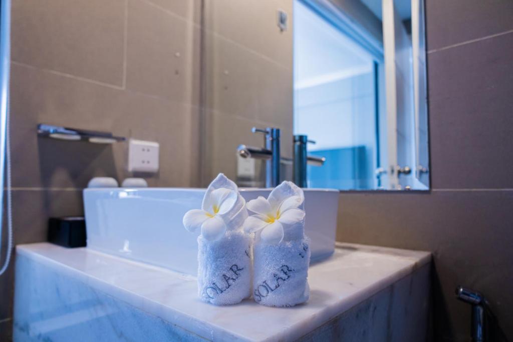 Koupelna v ubytování Solar Hotel