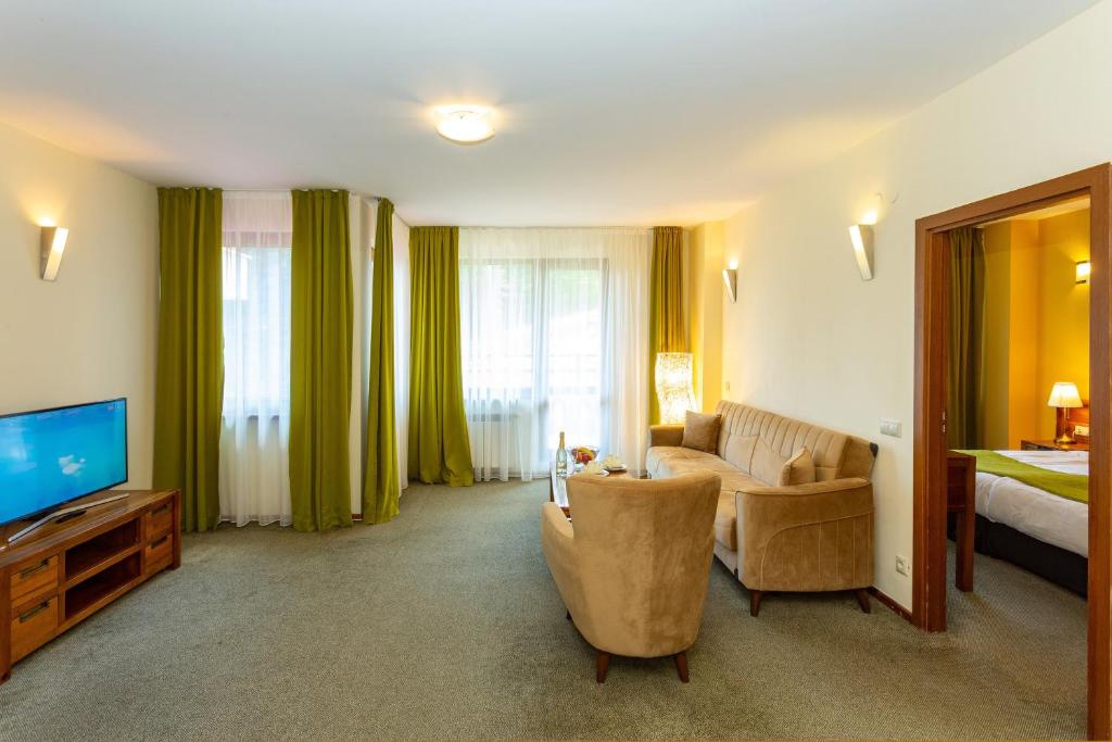 TV a/nebo společenská místnost v ubytování Musala Hotel