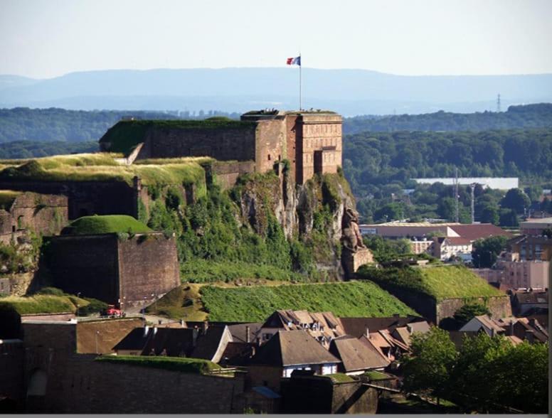 zamek na szczycie wzgórza z domami w obiekcie JIYARA F3 PROCHE CENTRE Ville w Belfort