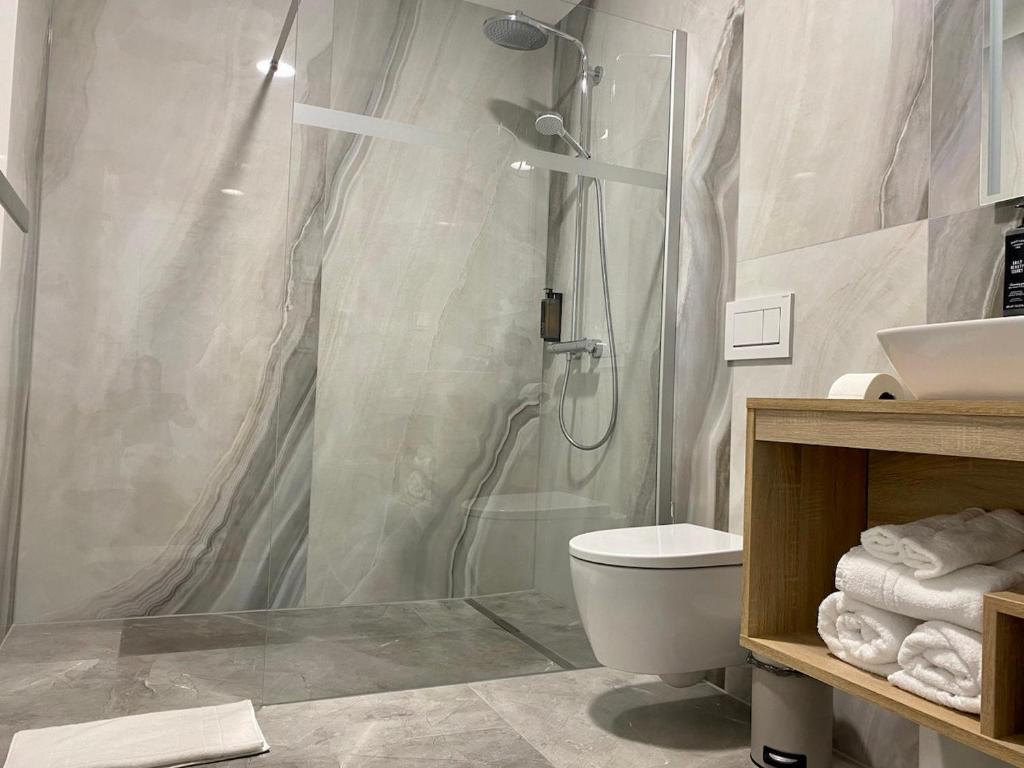 Koupelna v ubytování Hotel am Waldkasino