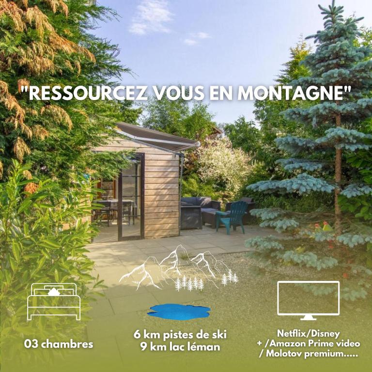 une publicité dans un magazine pour un jardin paysager avec une maison dans l'établissement La villa d'Oche -L'Appartement-, à Vinzier