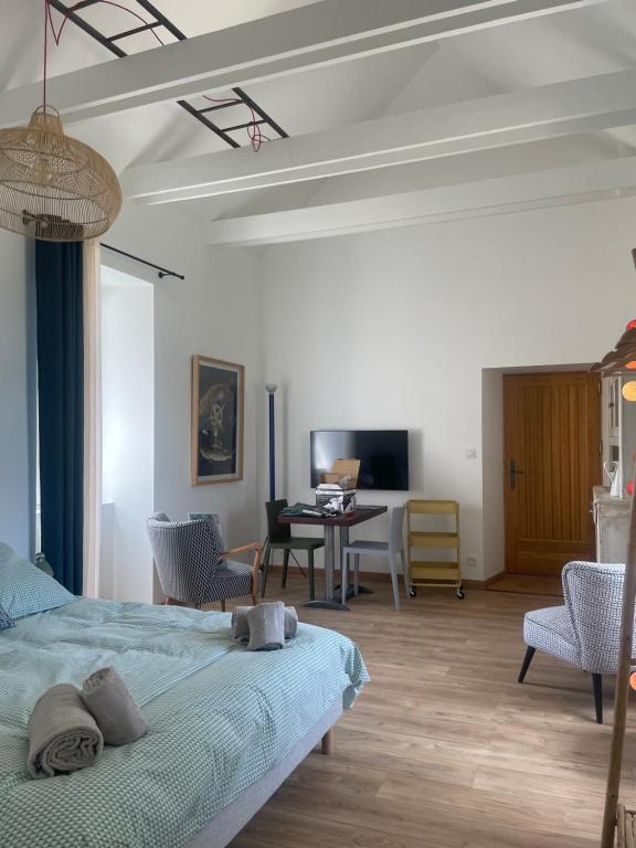 Postel nebo postele na pokoji v ubytování Ker Goden - Meublé de Tourisme