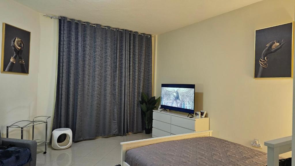 Uma televisão e/ou sistema de entretenimento em Full Sea view studio