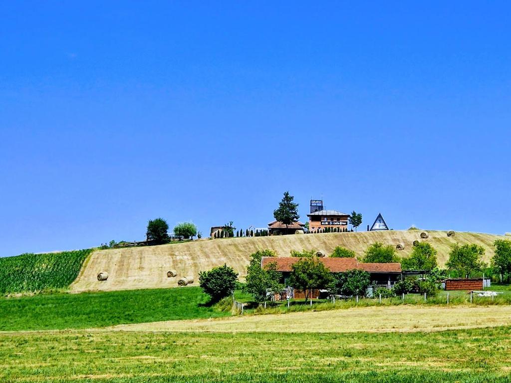 a hill with a house on top of it at Odmaralište Islovo Brdo in Prnjavor