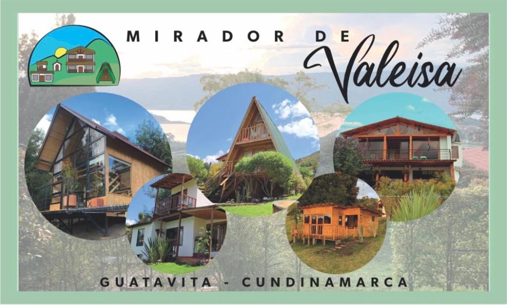 un collage d'images de différentes maisons dans l'établissement Mirador Valeisa, à Guatavita