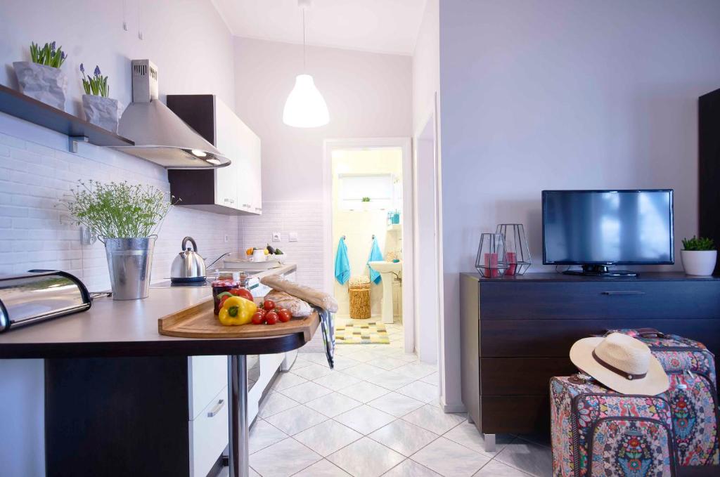 Televízia a/alebo spoločenská miestnosť v ubytovaní Arenda Apartamenty&Domki całoroczne