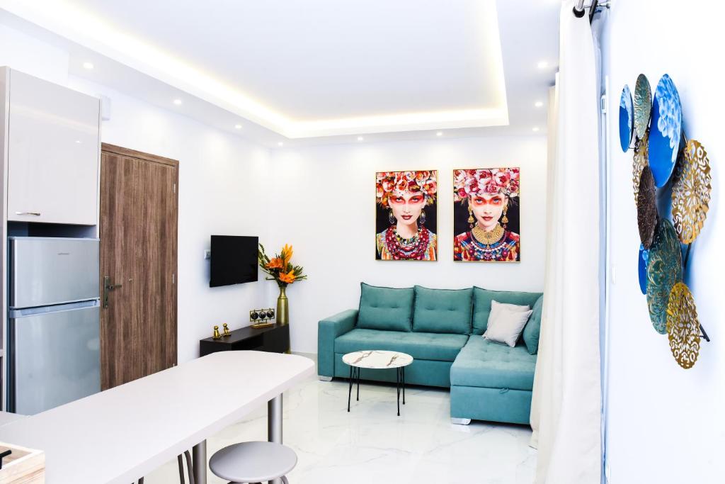 Posezení v ubytování La Perla Apartments