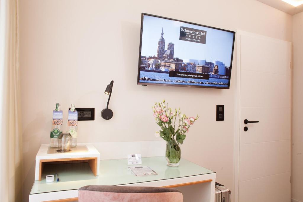 TV a/nebo společenská místnost v ubytování Hotel Schweriner Hof