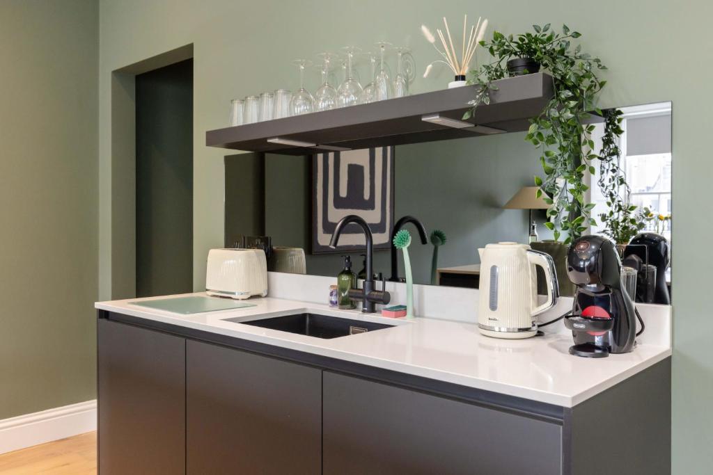 Kuchyň nebo kuchyňský kout v ubytování Dragon Suites Luxury Serviced Apartments at Walker Street