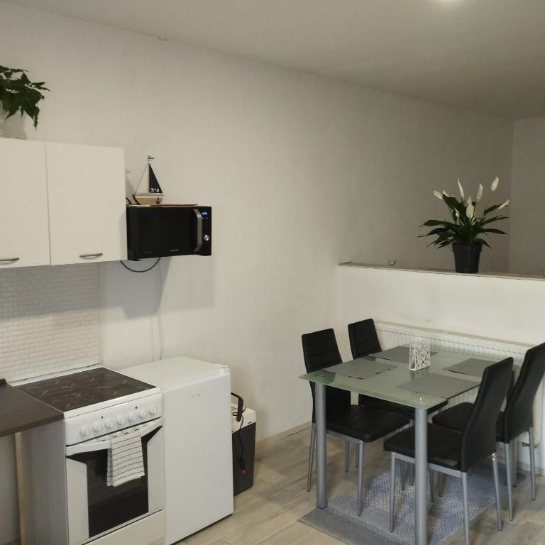 Kuchyň nebo kuchyňský kout v ubytování Apartmány 77
