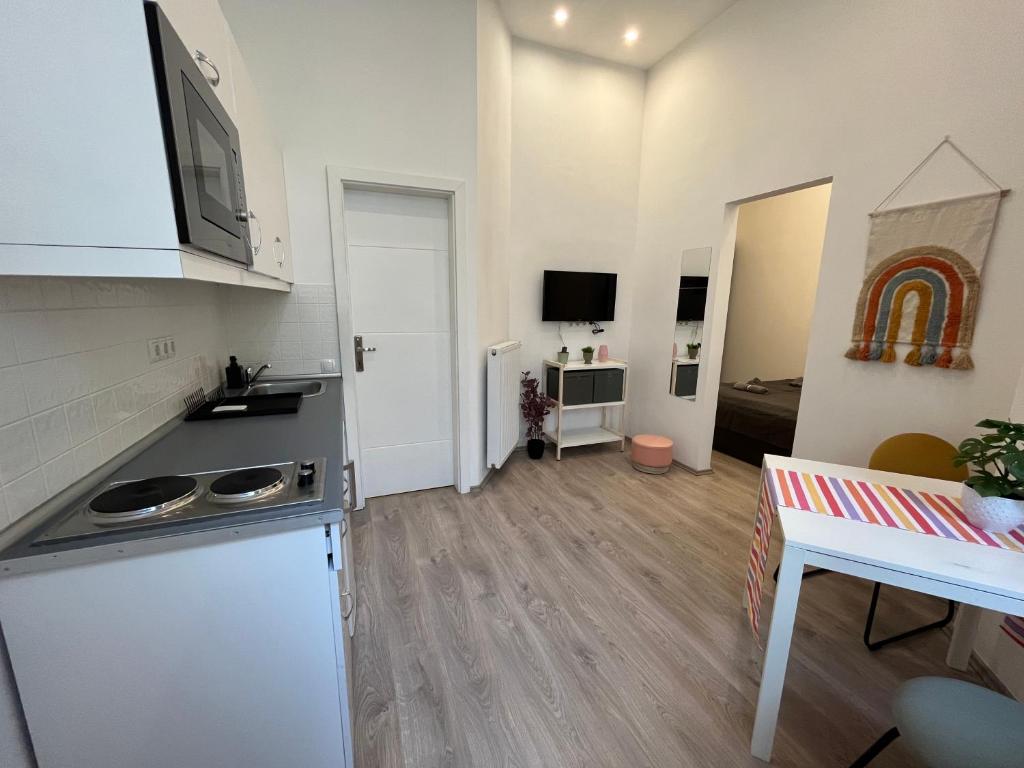 Kuchyň nebo kuchyňský kout v ubytování D58 Delux Apartments in the city center