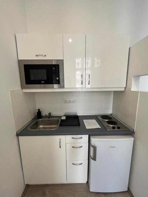 Kuchyň nebo kuchyňský kout v ubytování D58 Delux Apartments in the city center