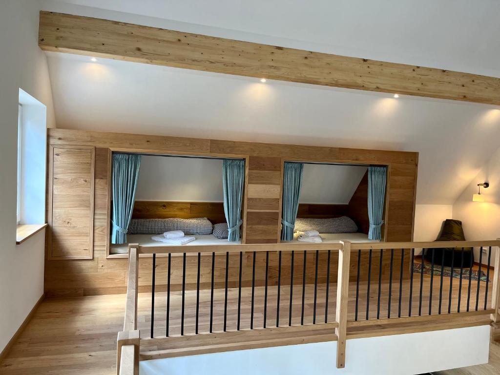 Postel nebo postele na pokoji v ubytování Ferienhaus Fichtenhütte