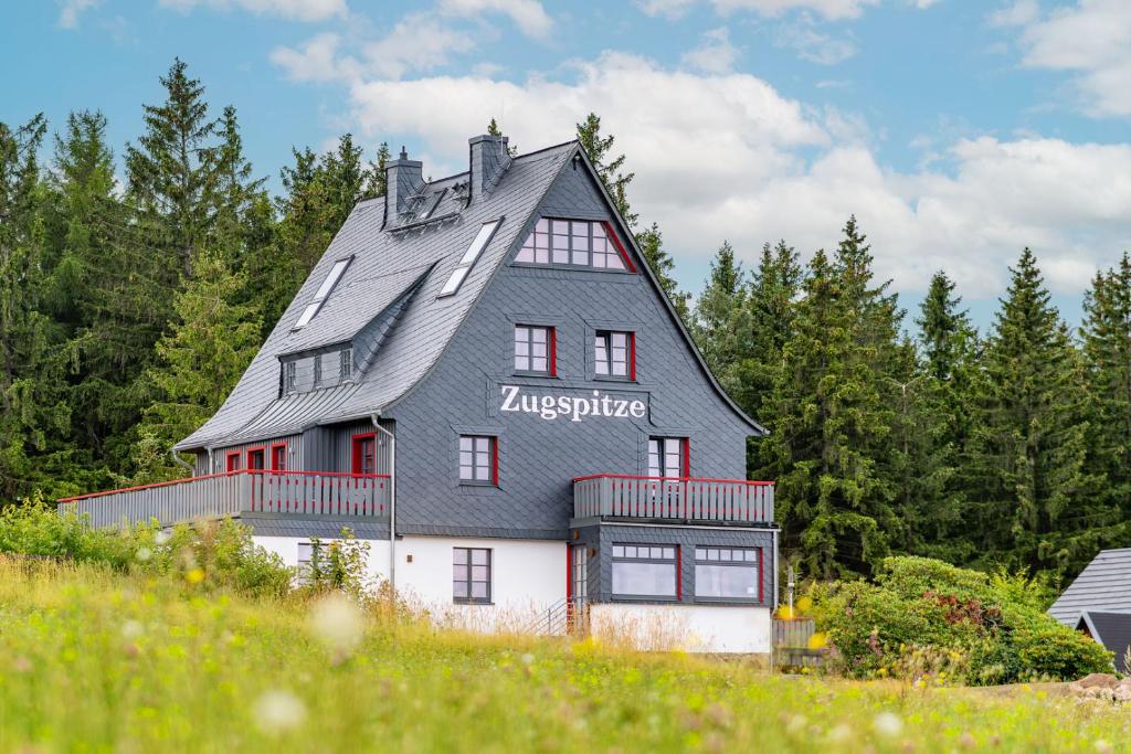 una casa grande en la cima de una colina en Zugspitze Apartment Sonn.Schein en Kurort Altenberg