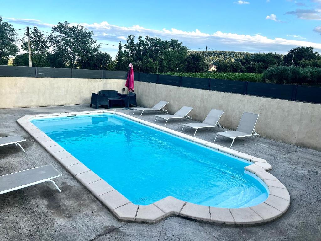 Sundlaugin á Villa au milieu des vignes avec piscine privée sans vis à vis eða í nágrenninu