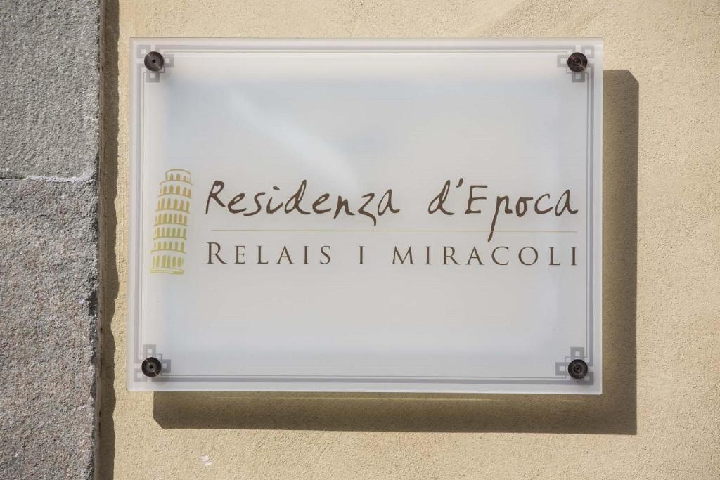 Certifikát, hodnocení, plakát nebo jiný dokument vystavený v ubytování Residenza d'Epoca Relais I Miracoli