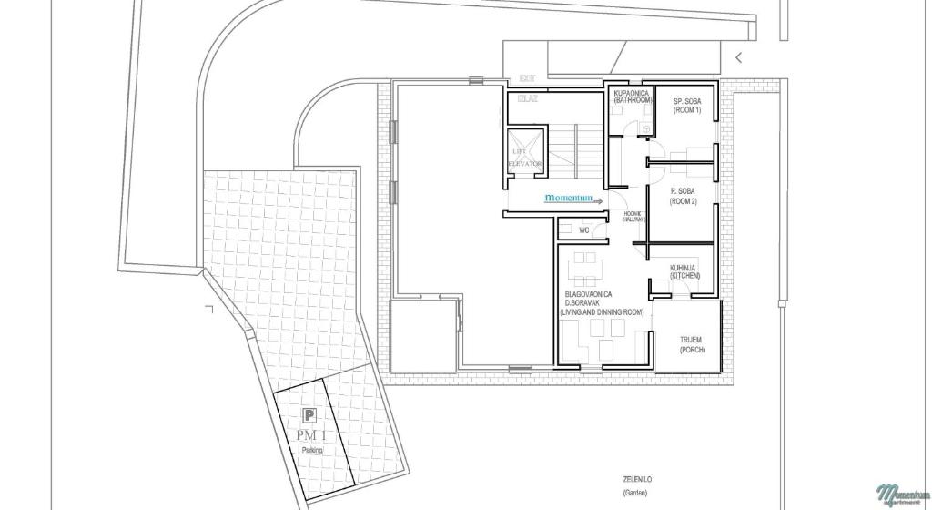 Plán poschodí v ubytovaní Momentum Apartment