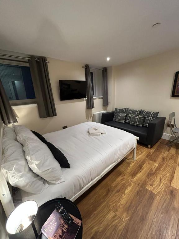 TV a/nebo společenská místnost v ubytování Modern Double Room with Sofa