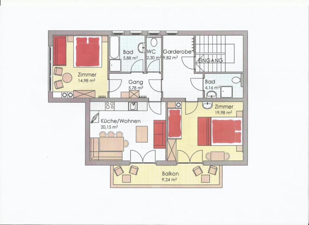 Plán poschodí v ubytovaní Appartement Perfeller