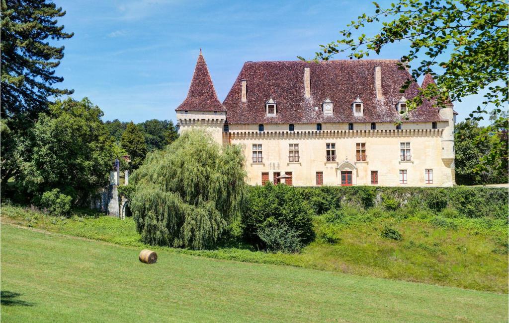 een groot kasteel bovenop een weelderig groen veld bij Nice Home In St Martin Des Combes With Kitchen in Saint-Martin-des-Combes