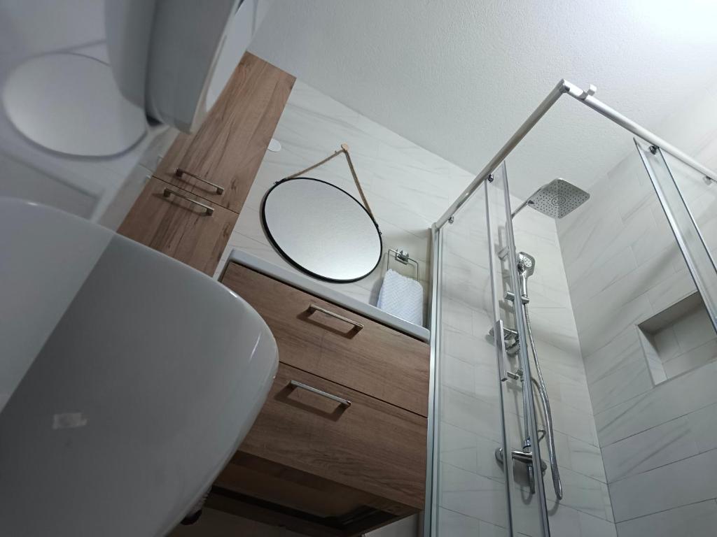 Koupelna v ubytování Apartman Irvas Kolasin
