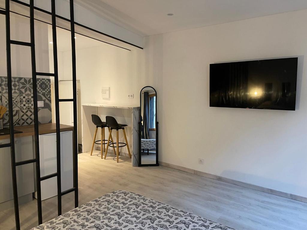 TV a/nebo společenská místnost v ubytování Appart Otel 2 Espalion