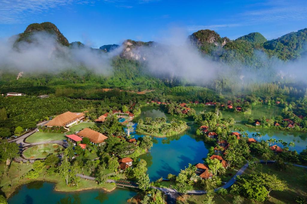 an aerial view of a resort in the mountains at Bor Saen Pool Villa in Bor Saen