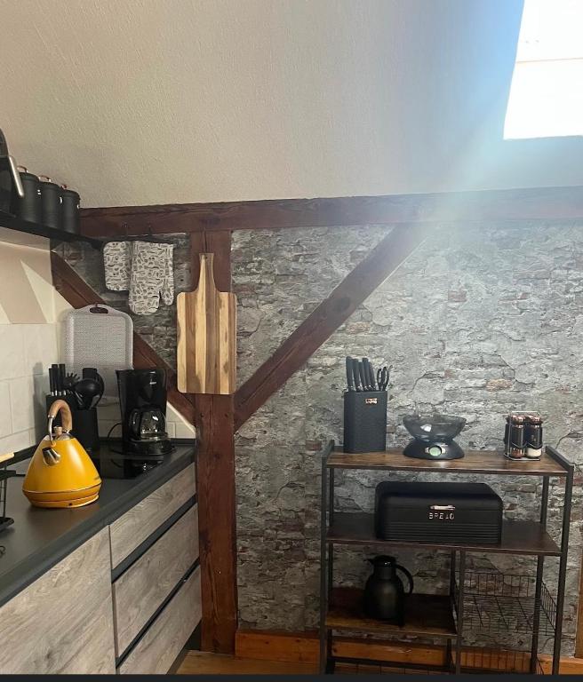 Kuchyň nebo kuchyňský kout v ubytování Pension Petersohn (ehem. Zur Heimat)