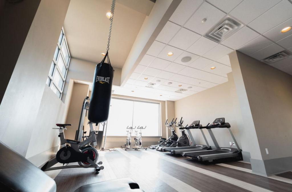 The fitness centre and/or fitness facilities at Sleepover High-end Downtown Springfield Apartments