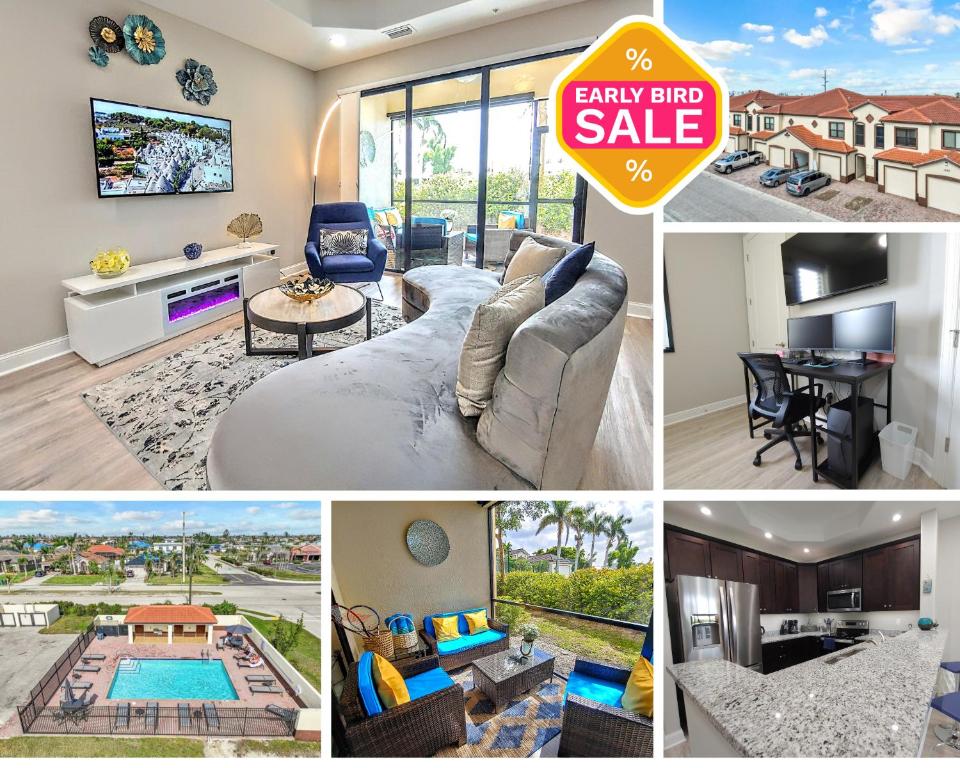 een collage van foto's van een huis te koop bij Luxury Oasis - Pool, BBQ, Patio - Cape Coral, Florida in Cape Coral