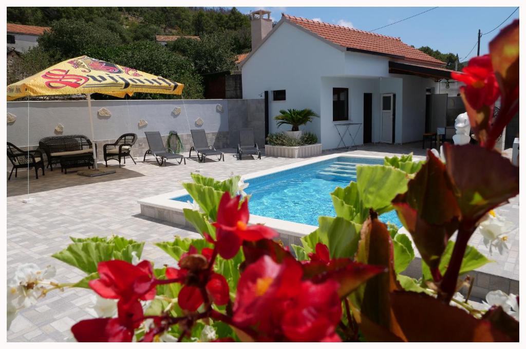 een villa met een zwembad en een huis bij House Luketini dvori in Blizna Donja