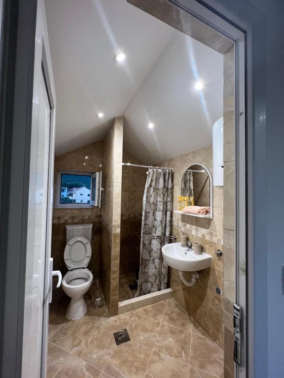 a bathroom with a toilet and a sink at Apartment ĆIRO in Herceg-Novi