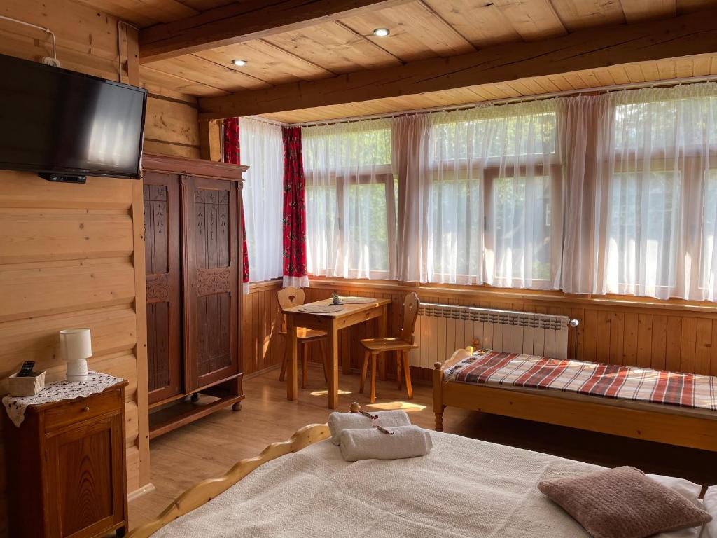 Televízia a/alebo spoločenská miestnosť v ubytovaní Pokoje regionalne u Ani