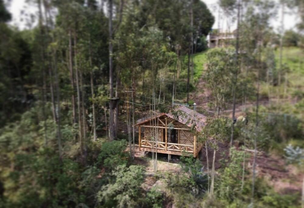 una pequeña casa en medio de un bosque en The Hideout- A Cabin in Nature; 25 min from Cuenca, en Cuenca