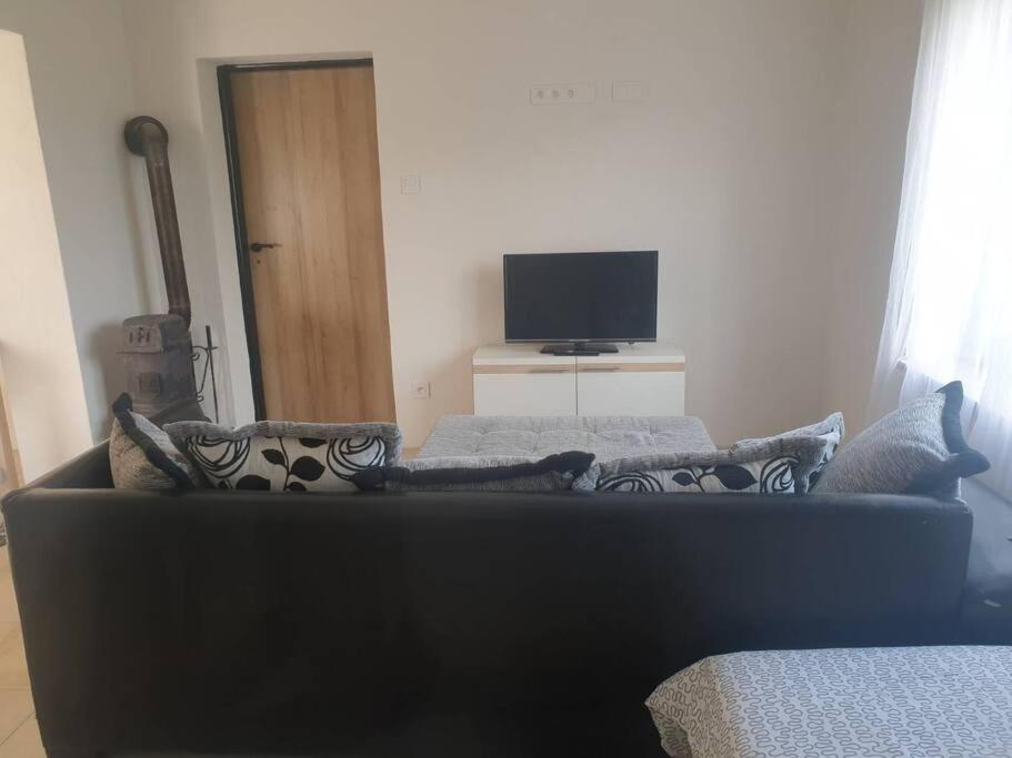 uma sala de estar com um sofá e uma televisão em 2 room apartment in Snina em Snina