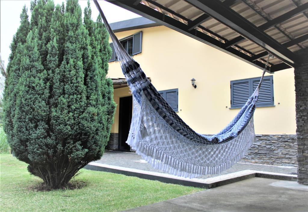 a hammock in the courtyard of a house at MORADIA - VIEIRA in Machico