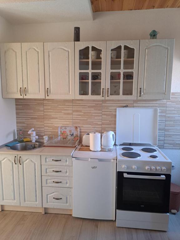 Kuchyň nebo kuchyňský kout v ubytování Apartmani Popovic Lux