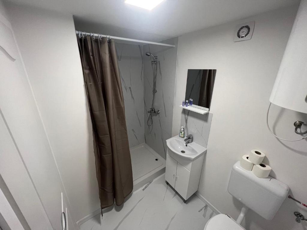 Koupelna v ubytování Szegedi Partfürdő Kemping és Apartman